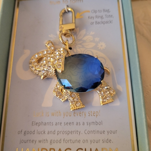 Elephant Handbag Charm with Blue Gem By True To Form. NIB - Picture 2 of 4